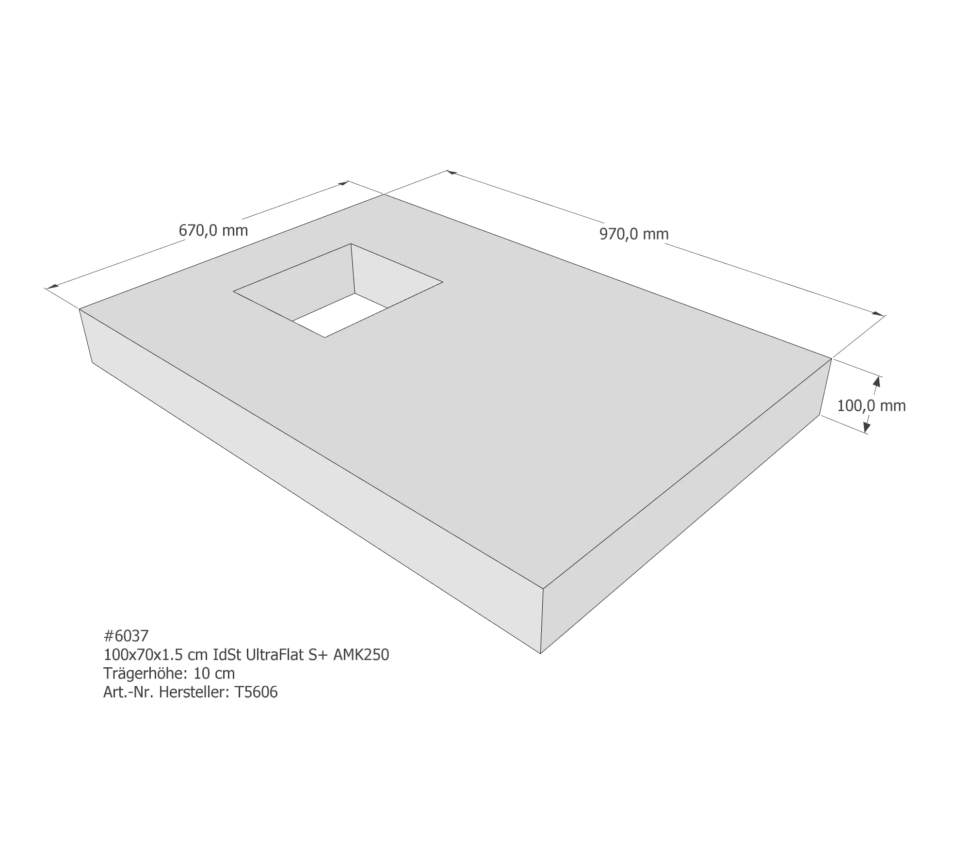 Duschwannenträger passend für Ideal Standard 100 × 70 × 1,5 cm