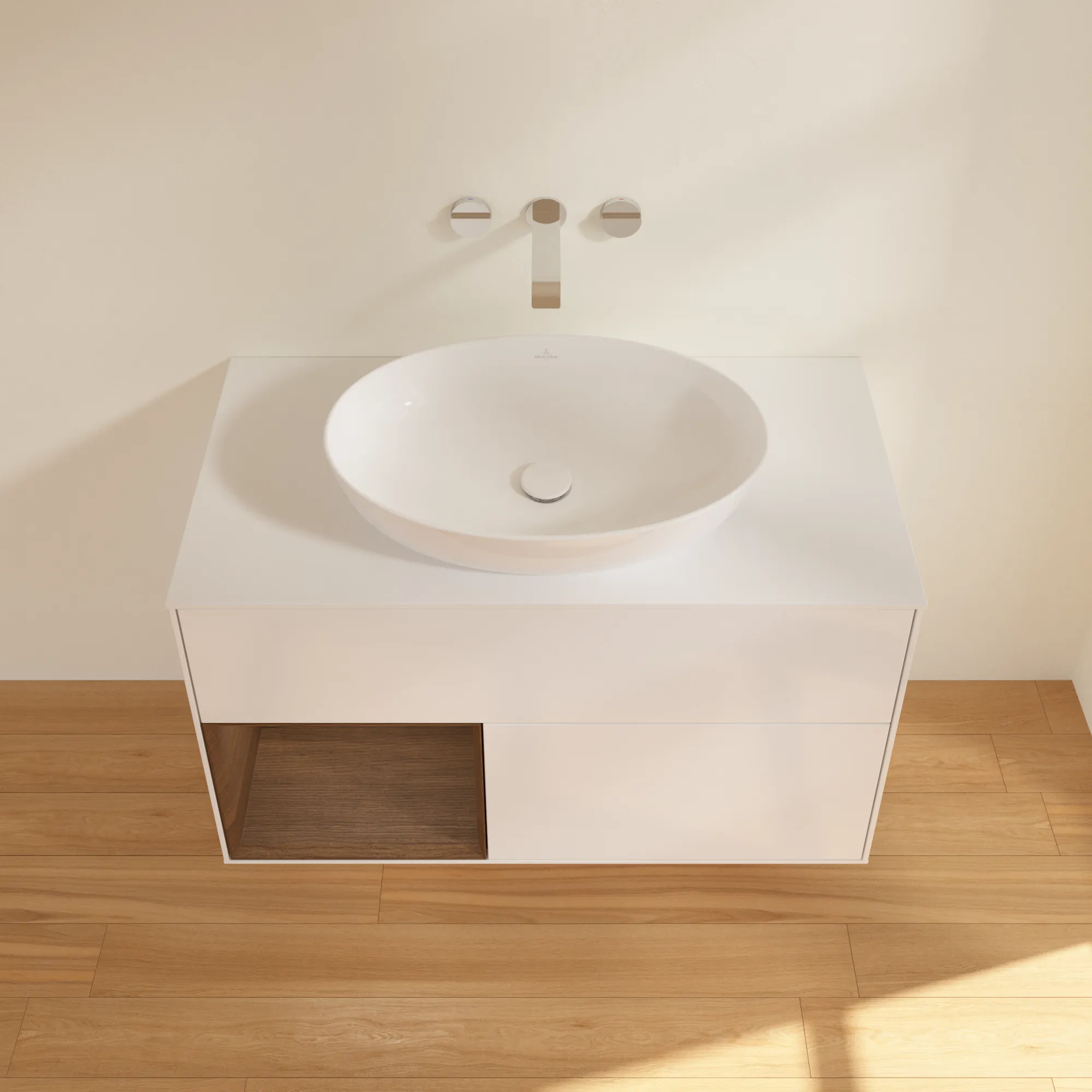 Villeroy & Boch Waschtischunterschrank „Finion“ für Schrankwaschtisch 1000 × 603 × 501 mm Glossy White Lacquer, ohne Hahnlochbohrung, für Becken mittig