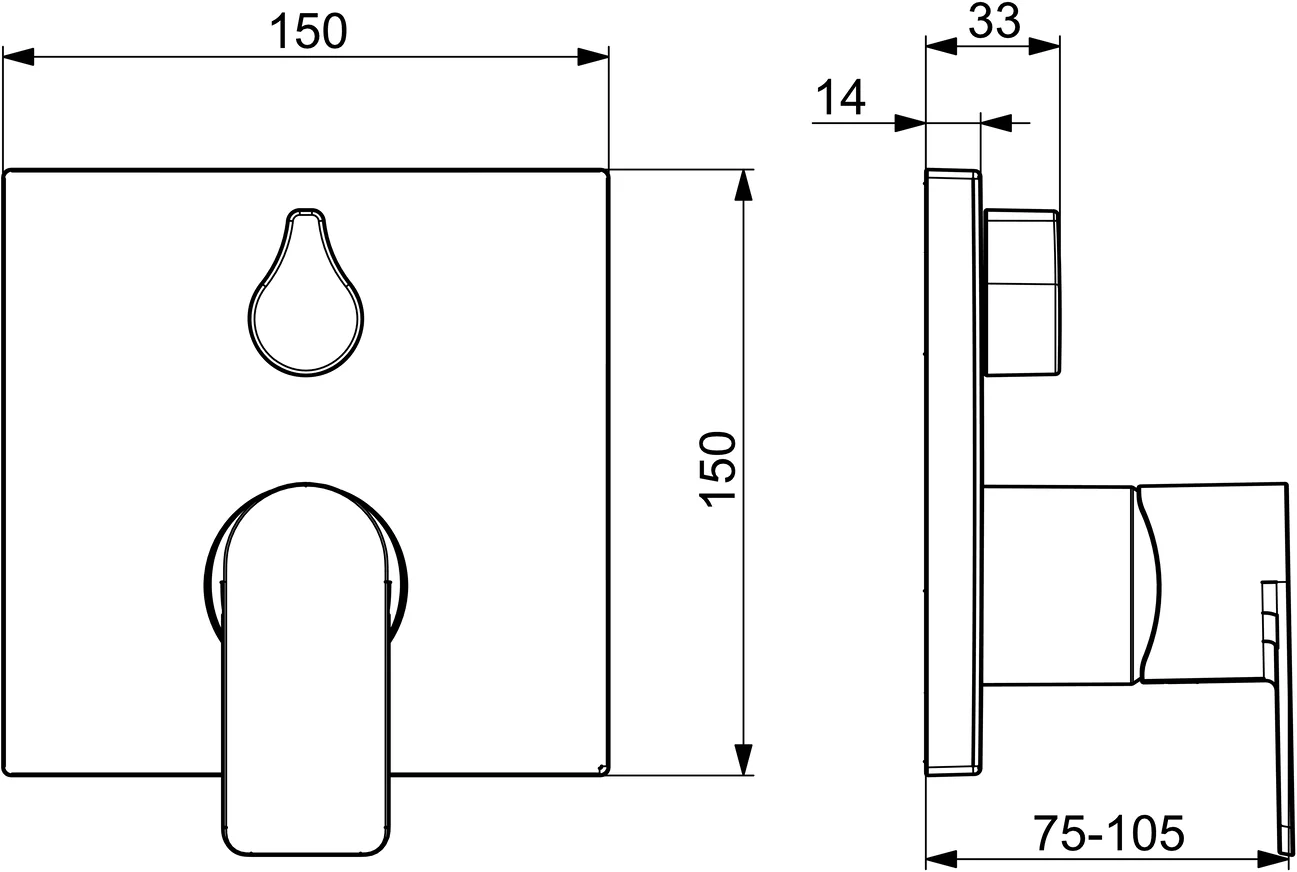 HansaSTELA Wannen- und Brausearmatur Einhebelmischer Fertigmontageset für Wanne/Brause HansaSTELA 8784 Rosette eckig Chrom