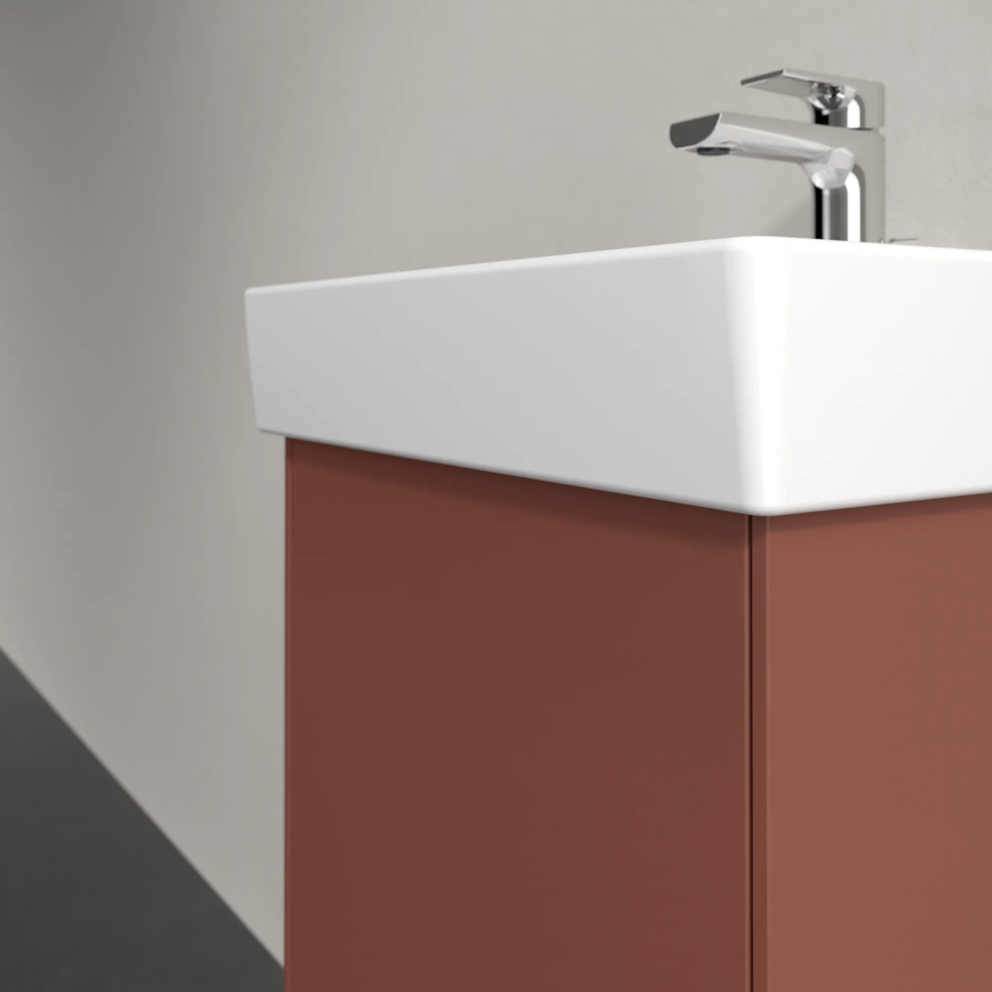 Villeroy & Boch Waschtischunterschrank mit Tür „Collaro“ 410 × 546 × 344 mm Wine Red, für Becken mittig, Anschlag rechts, ohne Beleuchtung Villeroy & Boch Waschtischunterschrank mit Tür „Collaro“ 410 × 546 × 344 mm Wine Red, für Becken mittig, Anschlag rechts, ohne Beleuchtung