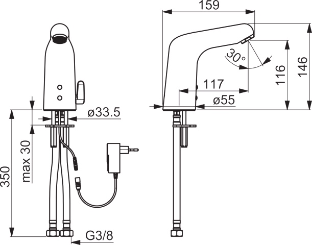 Hansa Waschtischarmatur, elektronisch „Medipro“ Ausladung 117 mm in Chrom Hansa Waschtischarmatur, elektronisch „Medipro“ Ausladung 117 mm in Chrom