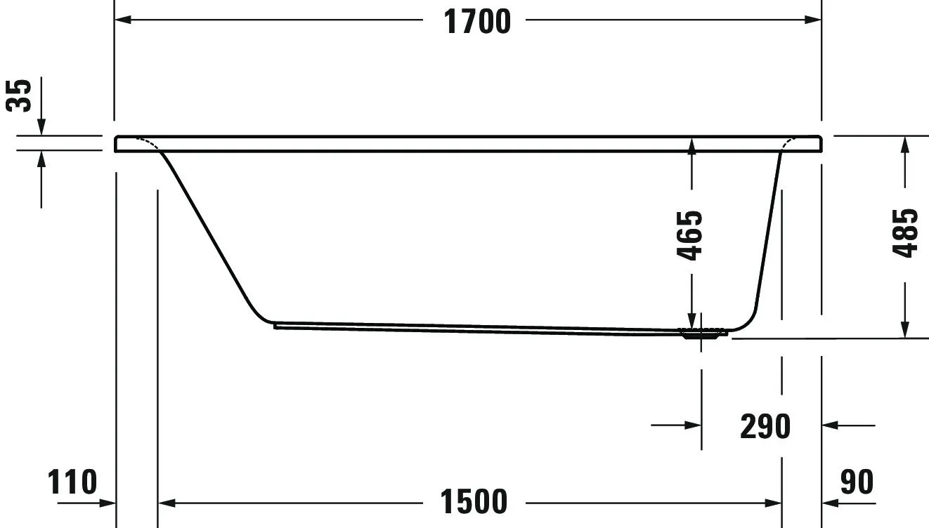 Duravit Badewanne „D-Neo“ rechteck 170 × 70 cm, Fußablauf