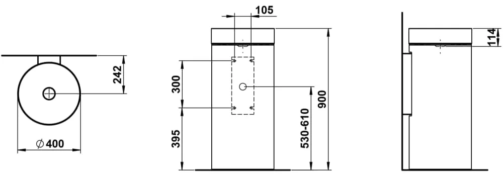 Laufen Waschtisch UNISONO bodenstehend, 400 x 442 x 900 mm in Bicolor Schwarz/Weiß
