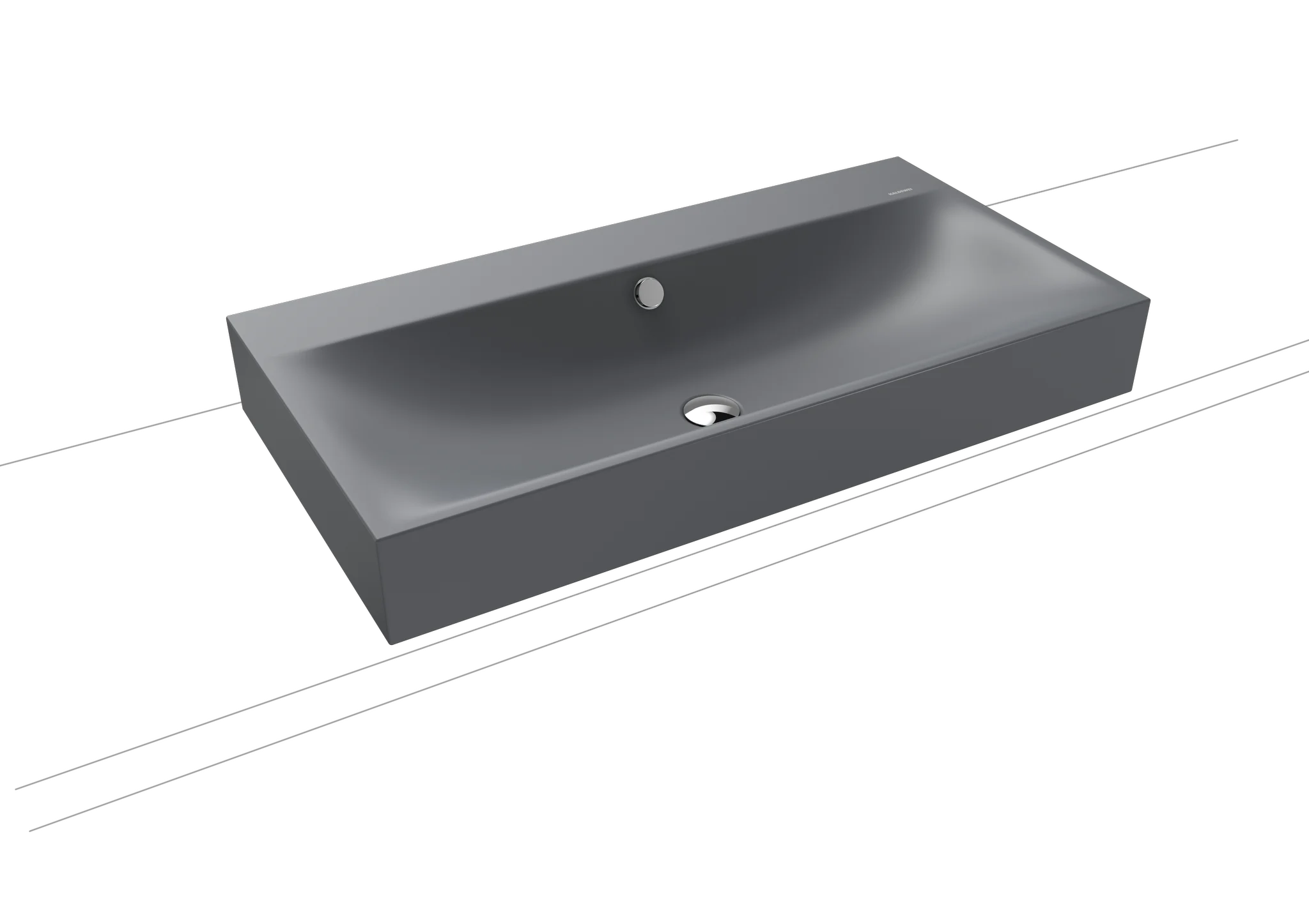 Kaldewei SILENIO Aufsatzwaschtisch, 900x460 mm, Randhöhe 120 mm, cool grey 70, Perl-Effekt, Antidröhn, 3er Hahnlochbohrung mit Überlauf, Sichtteile