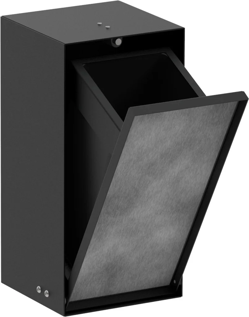 Hansgrohe XtraStoris Rock Einbau Abfalleimer mit befliesbarer Tür, mattschwarz, 300/150/140 mm, Fassungsvermögen 2,5 l