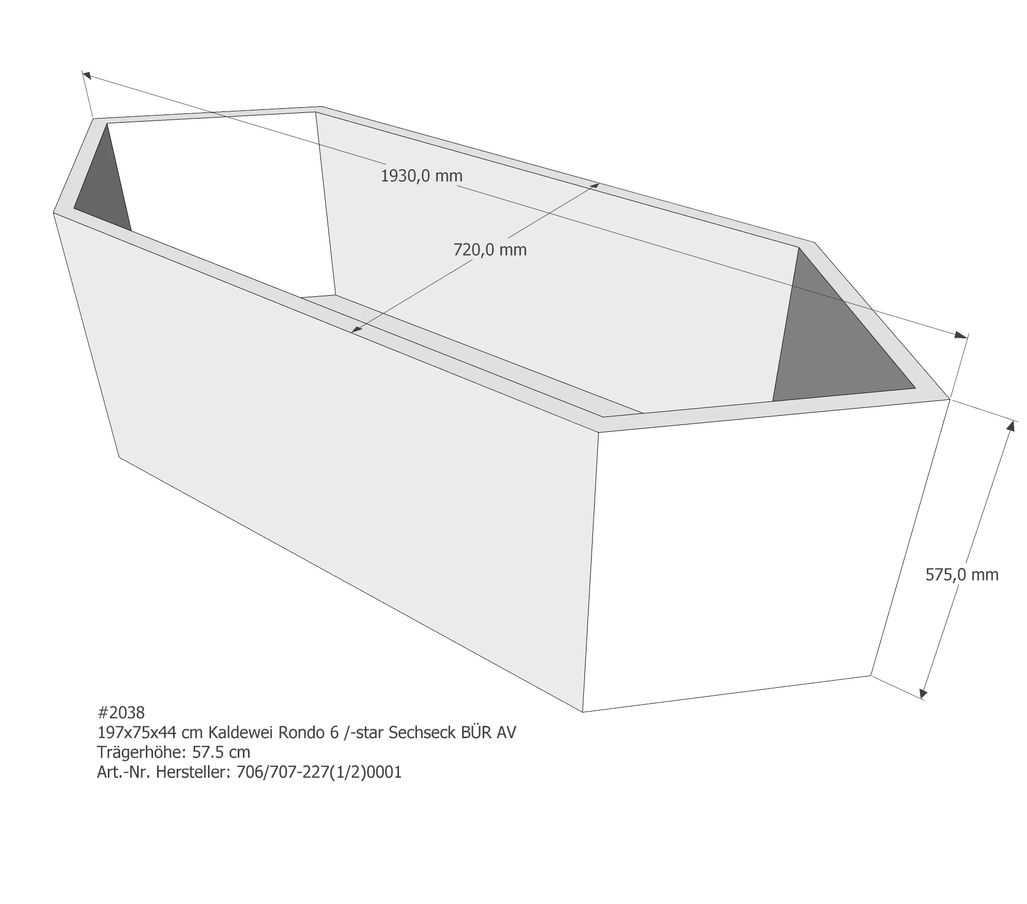 Badewannenträger für Kaldewei Rondo 6 197 × 75 × 44 cm Badewannenträger für Kaldewei Rondo 6 197 × 75 × 44 cm