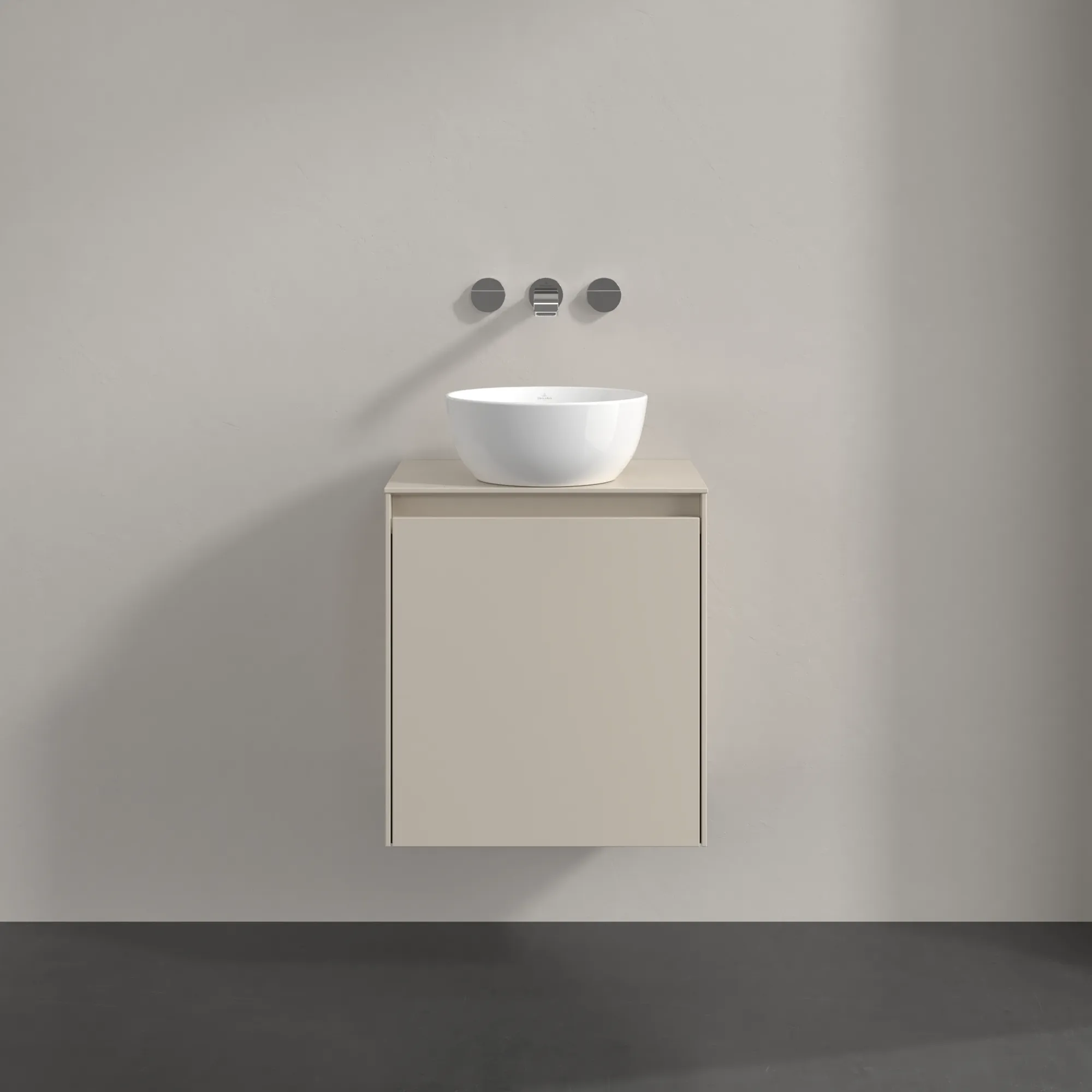Villeroy & Boch Waschtischunterschrank „Collaro“ 500 × 548 × 380 mm Cashmere Grey, für Becken mittig, Anschlag rechts, mit Beleuchtung