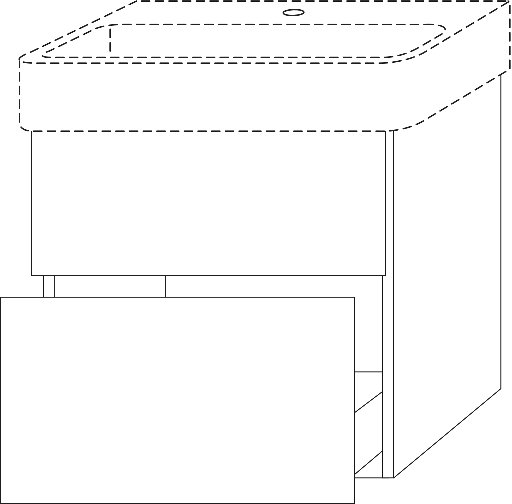 Waschtischunterbau mit Auszügen 3way (UF821) 588x560x397 Schwarz-Matt