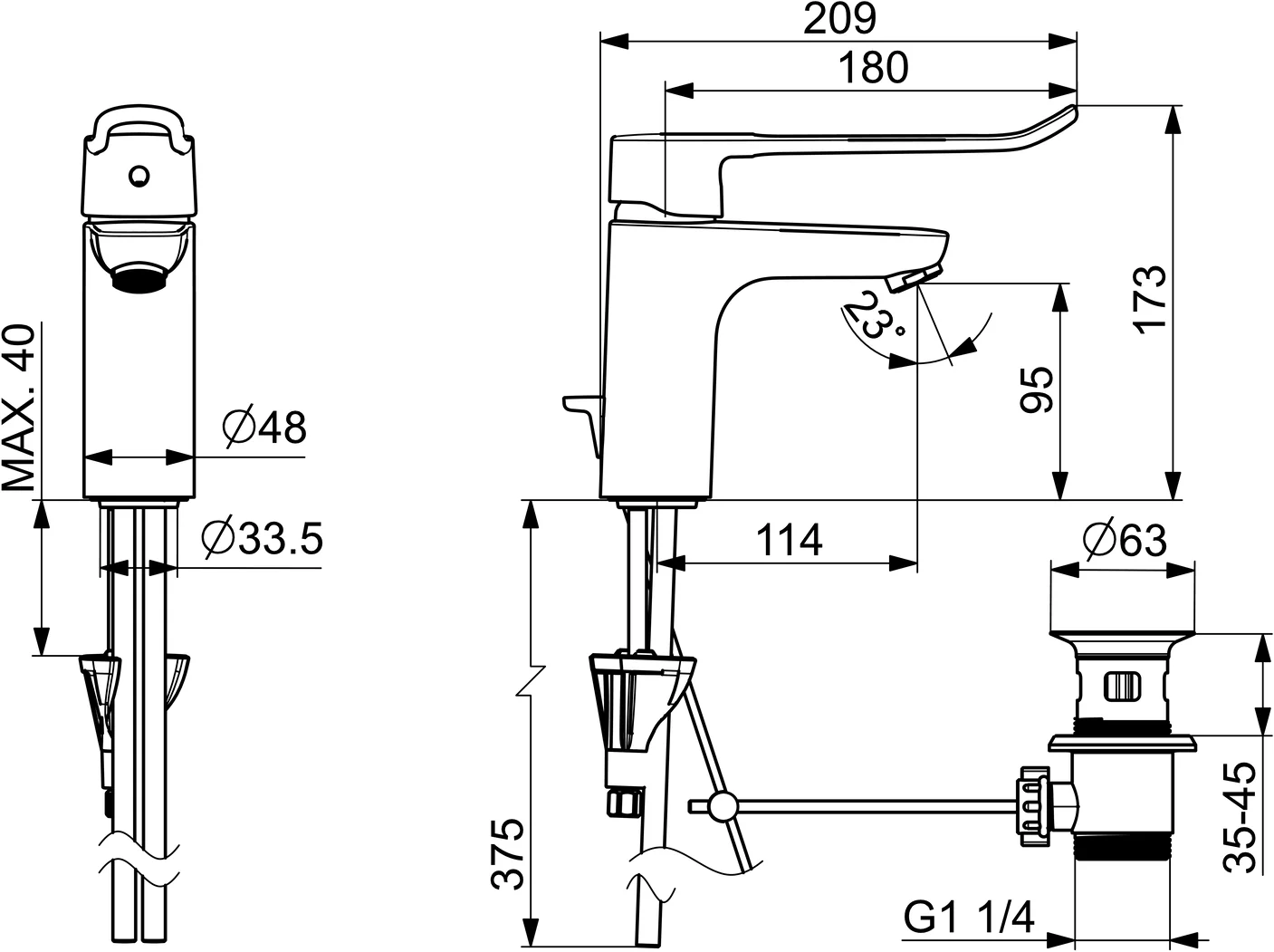 HansaCLINICA EHM WT-Batt. HansaCLINICA 4501, Standmontage, Einhebelmischer, Chrom HansaCLINICA EHM WT-Batt. HansaCLINICA 4501, Standmontage, Einhebelmischer, Chrom