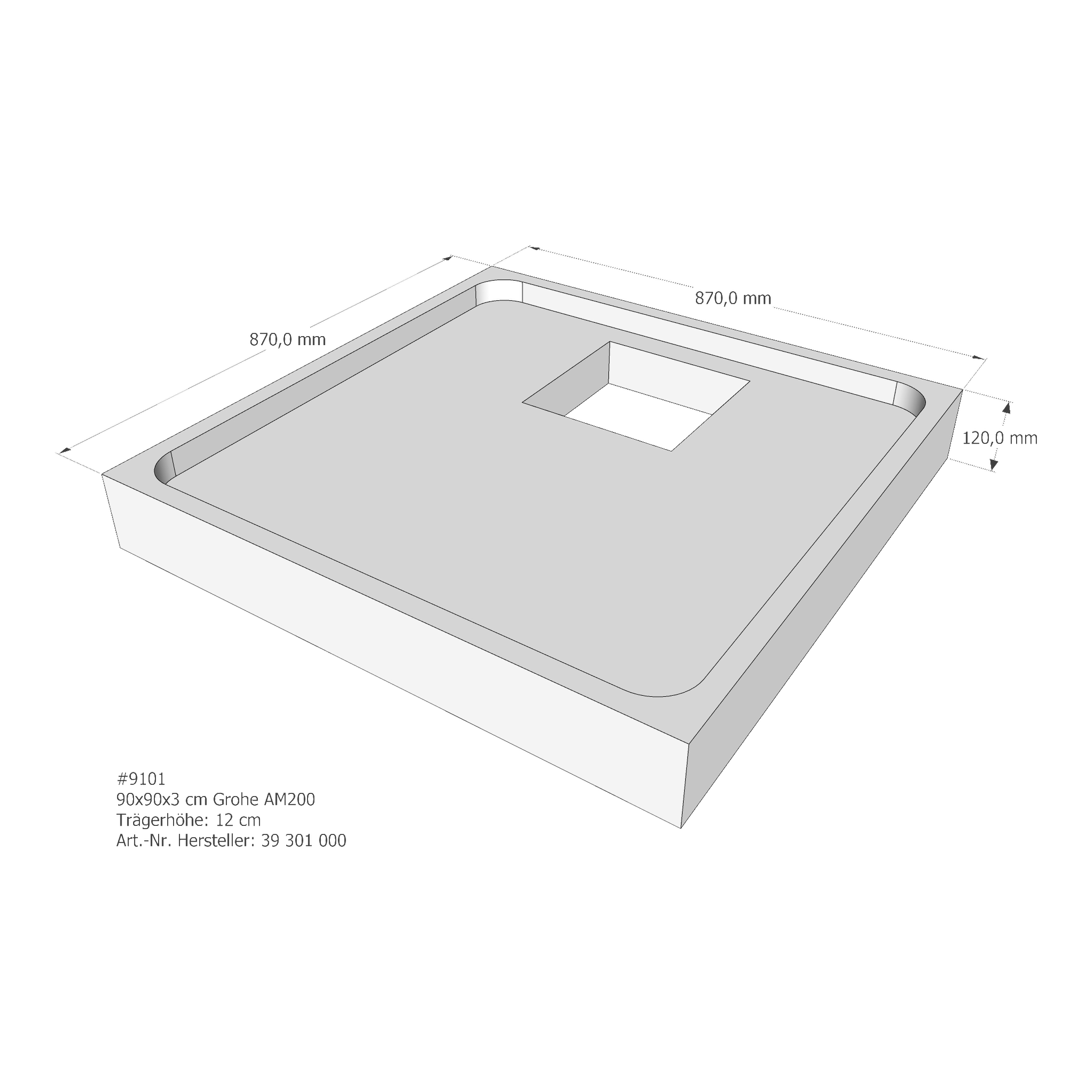Duschwannenträger für Grohe Acryl Duschwanne 90 × 90 × 3 cm Duschwannenträger für Grohe Acryl Duschwanne 90 × 90 × 3 cm