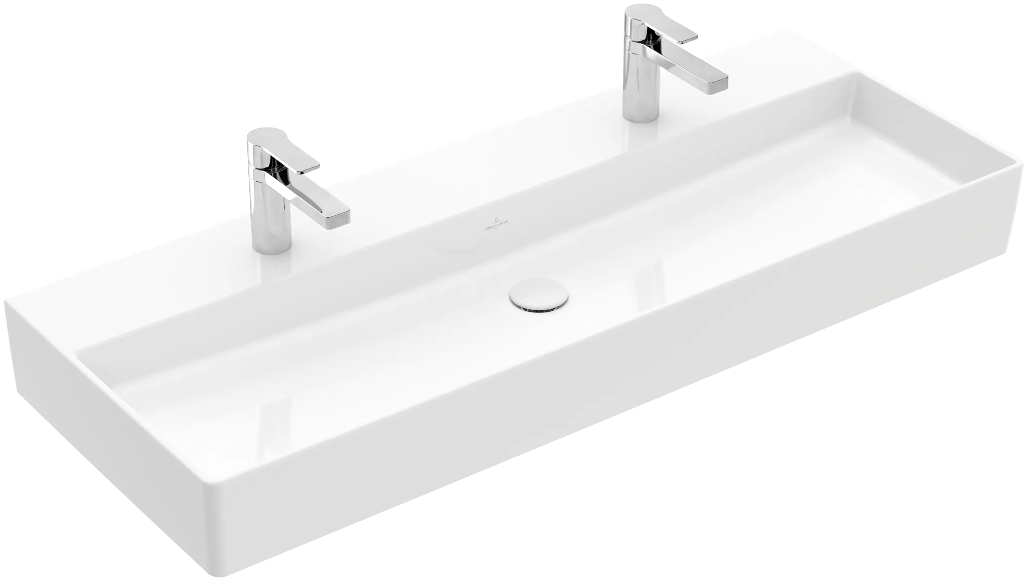 Villeroy & Boch Wandwaschtisch aus TitanCeram „Memento 2.0“ 1200 × 470 × 150 mm, Hahnlochposition links und rechts, mit Hahnlochbohrung in Weiß Alpin Villeroy & Boch Wandwaschtisch aus TitanCeram „Memento 2.0“ 1200 × 470 × 150 mm, Hahnlochposition links und rechts, mit Hahnlochbohrung in Weiß Alpin