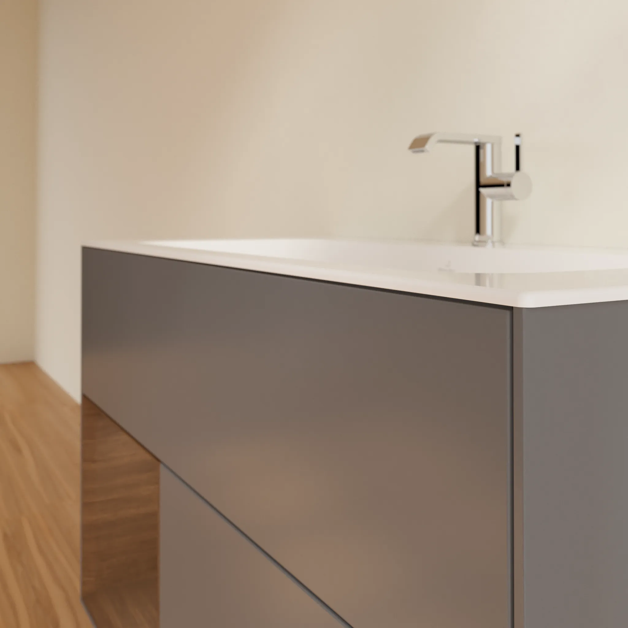 Villeroy & Boch Waschtischunterschrank „Finion“ für Schrankwaschtisch 996 × 591 × 498 mm Anthracite Matt Lacquer, für Becken mittig Villeroy & Boch Waschtischunterschrank „Finion“ für Schrankwaschtisch 996 × 591 × 498 mm Anthracite Matt Lacquer, für Becken mittig