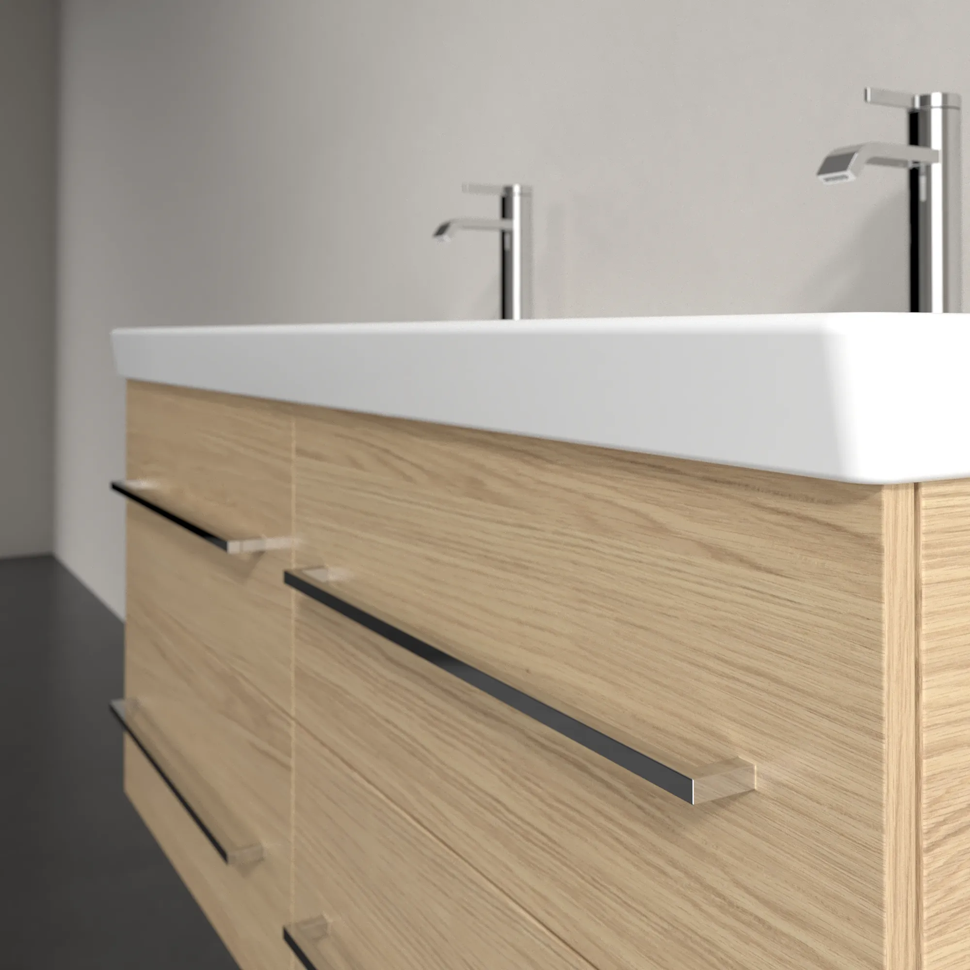Villeroy & Boch Waschtischunterschrank „Avento“ für Schrank-Doppelwaschtisch 1180 × 514 × 452 mm Nordic Oak, Soft Closing