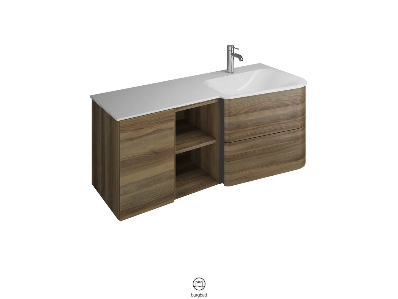 burgbad Badmöbelset „Badu“ Griffleiste, Weiß, in Weiß Matt burgbad Badmöbelset „Badu“ Griffleiste, Weiß, in Weiß Matt