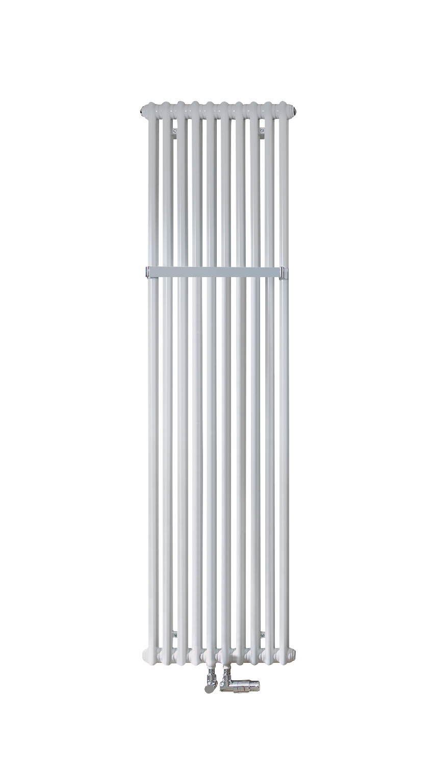 Zehnder Design-Heizkörper „Charleston Bar“ für Warmwasser-Zentralheizung mit 50 mm-Mittelanschluss dreilagig 66,9 × 180 cm in Verkehrsweiß (RAL 9016, glänzend)