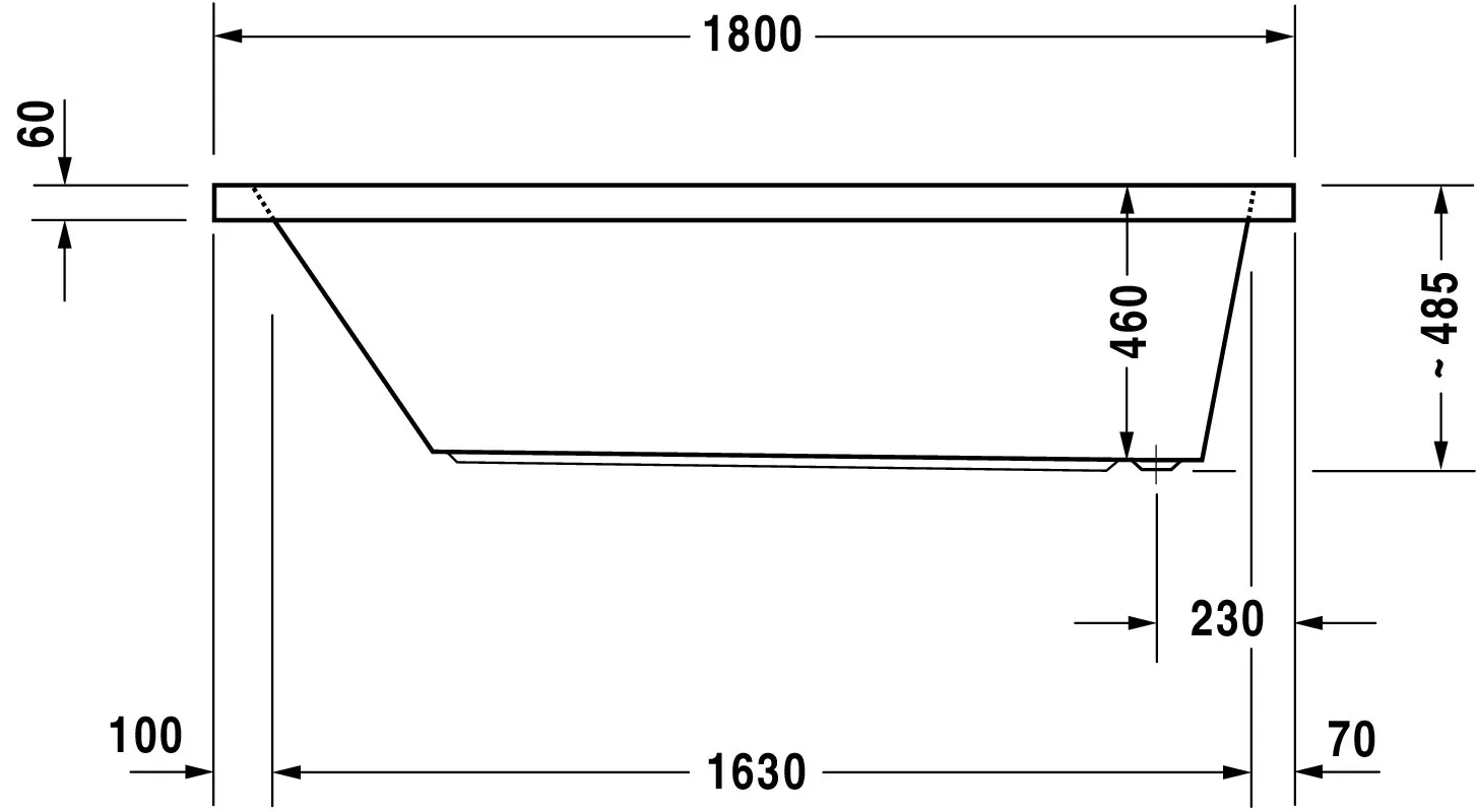 Duravit Badewanne „Starck“ rechteck 180 × 90 cm, Fußablauf