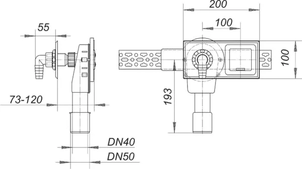 Wandeinbau-Waschgeräte-Siphon HL 400 E, DN 40/DN 50