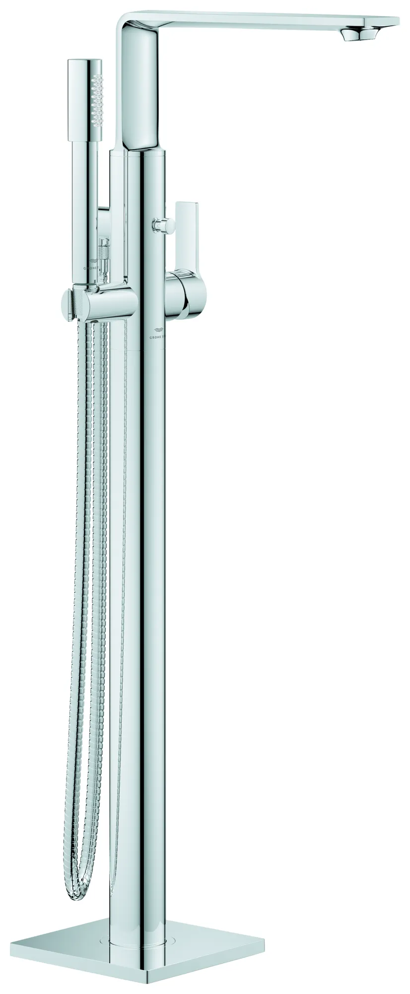 Einhand-Wannenbatterie Allure 25222_1, Bodenmontage, Fertigmontageset für 45 984, Ausladung 263 mm, eigensicher, chrom Einhand-Wannenbatterie Allure 25222_1, Bodenmontage, Fertigmontageset für 45 984, Ausladung 263 mm, eigensicher, chrom