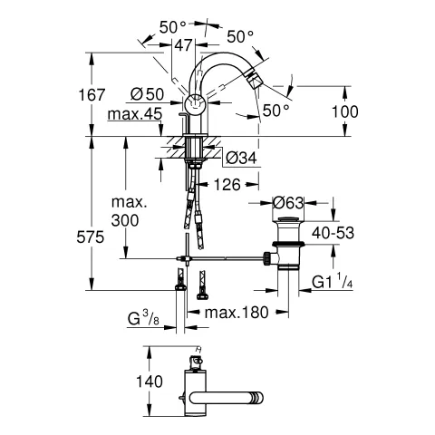 Einhand-Bidetbatterie Atrio 24364, Einlochmontage, Zugstangen-Ablaufgarnitur 1 1/4'', mit Hebelgriff, chrom Einhand-Bidetbatterie Atrio 24364, Einlochmontage, Zugstangen-Ablaufgarnitur 1 1/4'', mit Hebelgriff, chrom