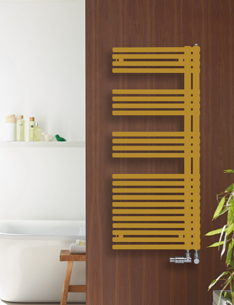 Zehnder Design-Heizkörper „Forma Asym“ für Warmwasser-Zentralheizung oder gemischten Betrieb mit 50 mm-Mittelanschluss 49,6 × 116,1 cm in Beach Gold Zehnder Design-Heizkörper „Forma Asym“ für Warmwasser-Zentralheizung oder gemischten Betrieb mit 50 mm-Mittelanschluss 49,6 × 116,1 cm in Beach Gold