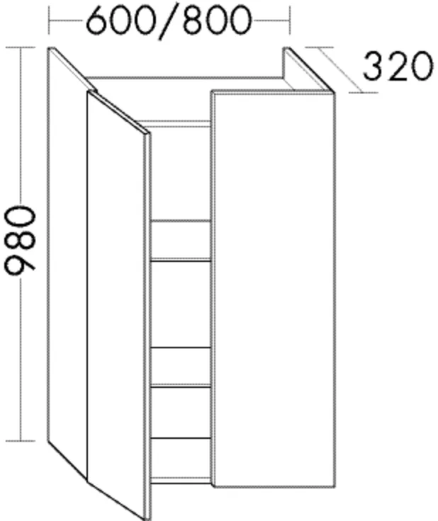 burgbad Hochschrank „Sys30“ 600 × 980 × 320 mm in Weiß Matt