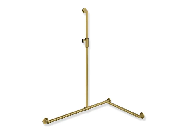 HEWI Duschhandlauf System 900, PVD-beschichtet gold gebürstet, 1250 mm senkrecht, 947 mm und 647 mm waagerecht, 32 mm Durchmesser