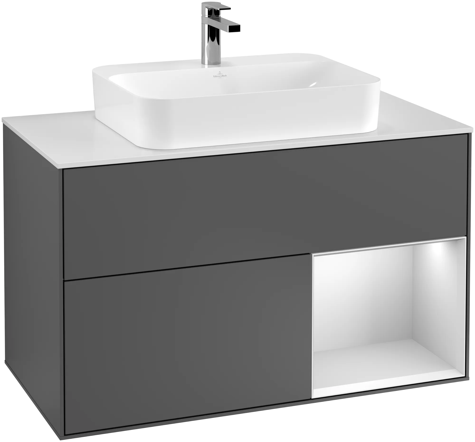 Villeroy & Boch Finion Waschbeckenunterschrank G37, anthrazit matt lackiert / weiss matt