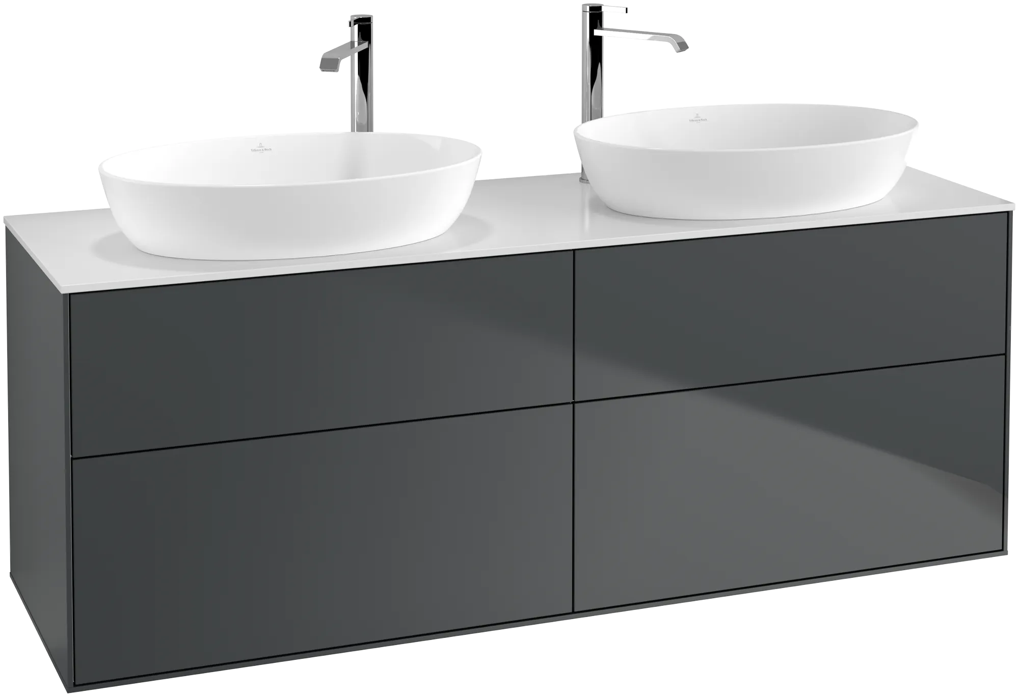 Villeroy & Boch Finion Waschbeckenunterschrank G96, 1600x603x501mm, Midnight Blue Matt Lacquer / Glass White Matt