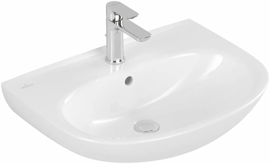 Waschbecken O.novo 4A4063, 600 x 460 mm, Oval, Becken mittig, ohne Überlauf, Weiß Alpin