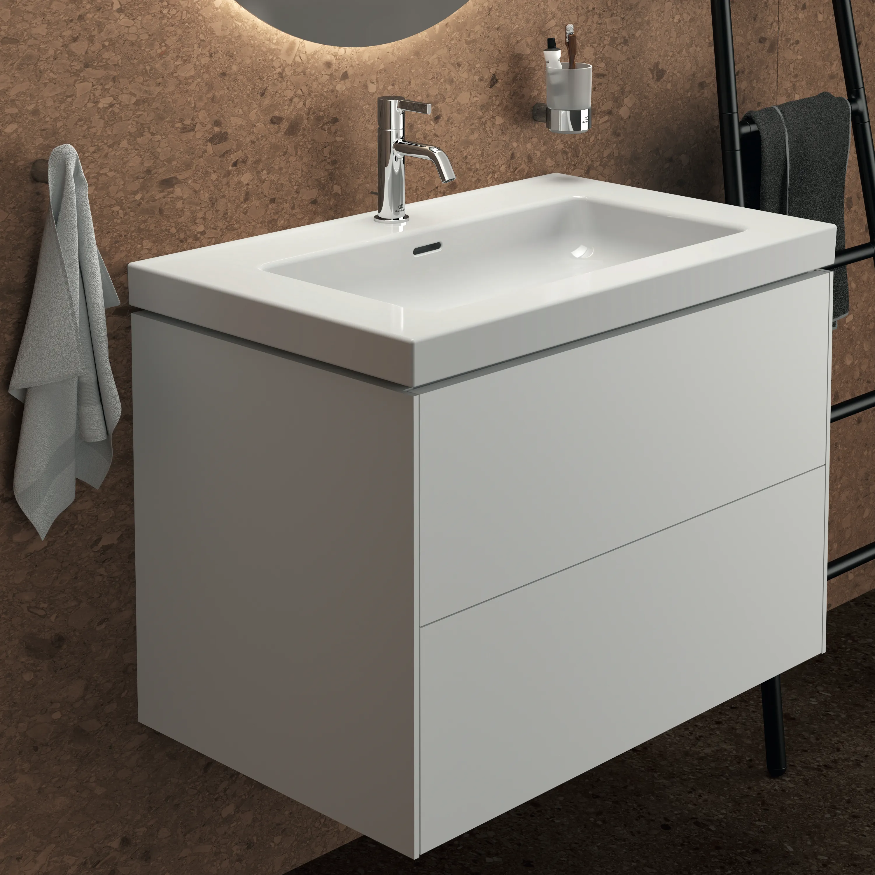 Waschbecken „Extra“ 81 × 51 × 15 cm, Hahnlochposition mittig in Weiß Waschbecken „Extra“ 81 × 51 × 15 cm, Hahnlochposition mittig in Weiß