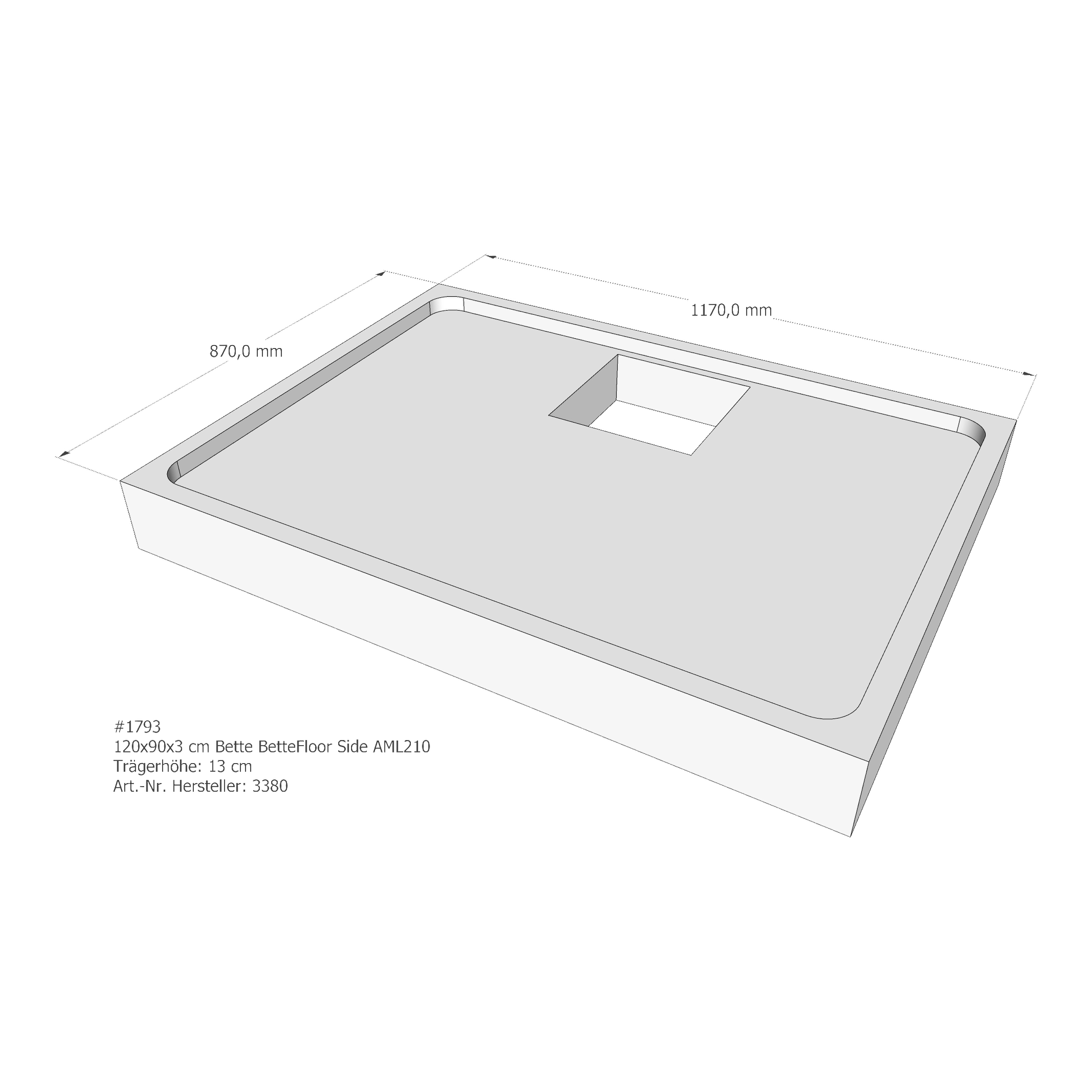 Duschwannenträger für Bette BetteFloor Side 120 × 90 × 3 cm
