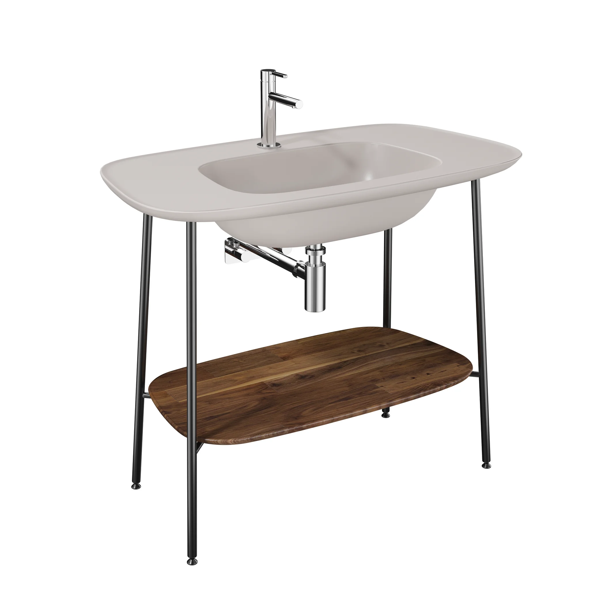VitrA Plural Set 100 cm Waschtischunterbau + Möbelwaschtisch Eiche Dunkel Echtholz Sandbeige Matt VitrA Plural Set 100 cm Waschtischunterbau + Möbelwaschtisch Eiche Dunkel Echtholz Sandbeige Matt