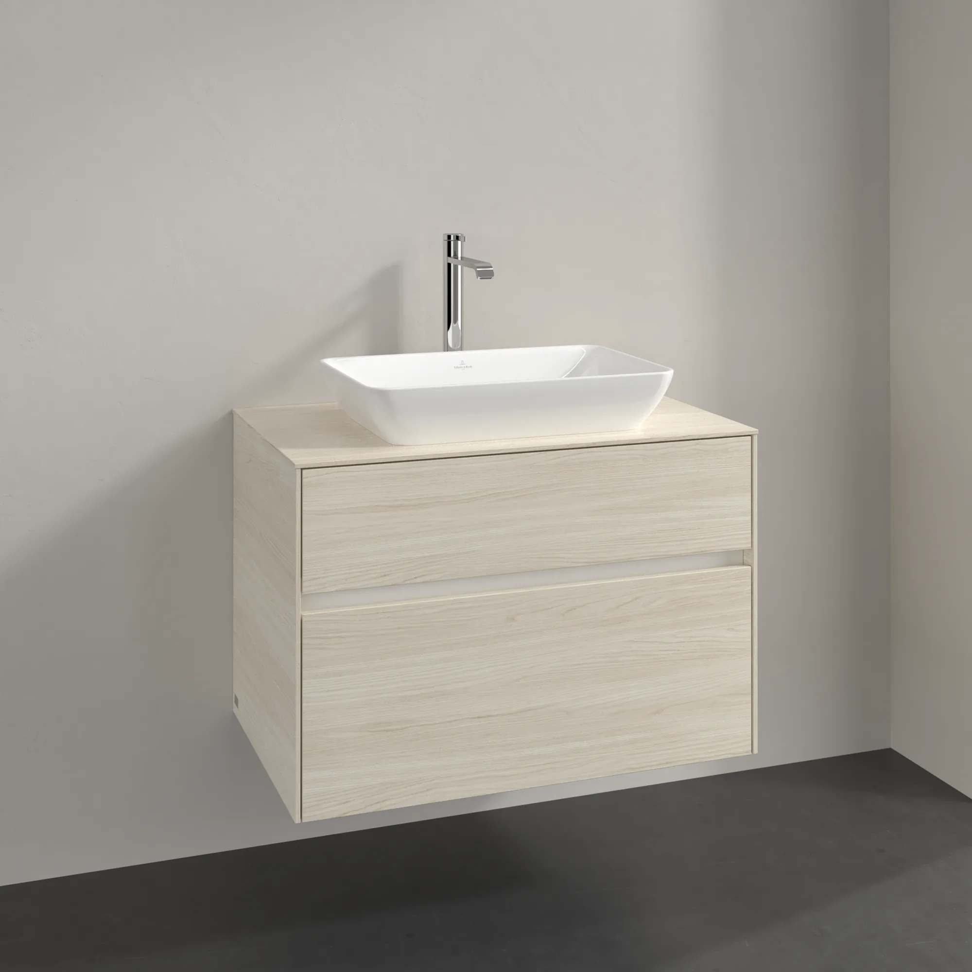Villeroy & Boch Waschbeckenunterschrank Collaro C108B0, Eckig White Oak, 800x548x500mm, mit Beleuchtung und SoftClosing, 2 Auszüge Villeroy & Boch Waschbeckenunterschrank Collaro C108B0, Eckig White Oak, 800x548x500mm, mit Beleuchtung und SoftClosing, 2 Auszüge