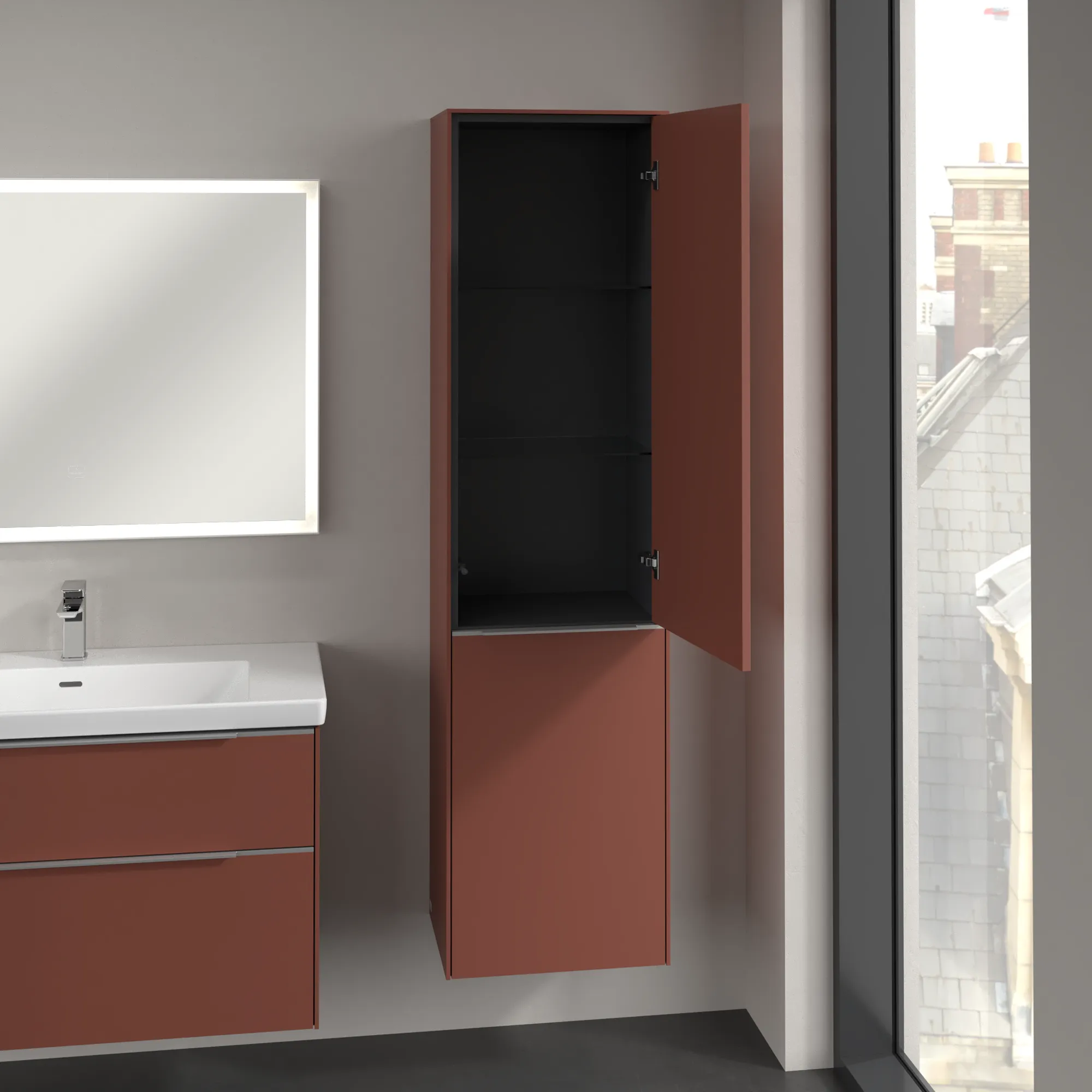 Villeroy & Boch Hochschrank mit Wäschekorb-Klappe „Subway 3.0“ 45 × 171 × 36,2 × 36,2 cm 1 Tür, 1 Wäscheklappe, 1 × fixer Fachboden, Anschlag: rechts, 2 × Glasfachboden, 1 Tür, Anschlag rechts Villeroy & Boch Hochschrank mit Wäschekorb-Klappe „Subway 3.0“ 45 × 171 × 36,2 × 36,2 cm 1 Tür, 1 Wäscheklappe, 1 × fixer Fachboden, Anschlag: rechts, 2 × Glasfachboden, 1 Tür, Anschlag rechts