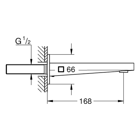 Wanneneinlauf Plus 13404_3, Wandmontage, Ausladung 168 mm, chrom Wanneneinlauf Plus 13404_3, Wandmontage, Ausladung 168 mm, chrom