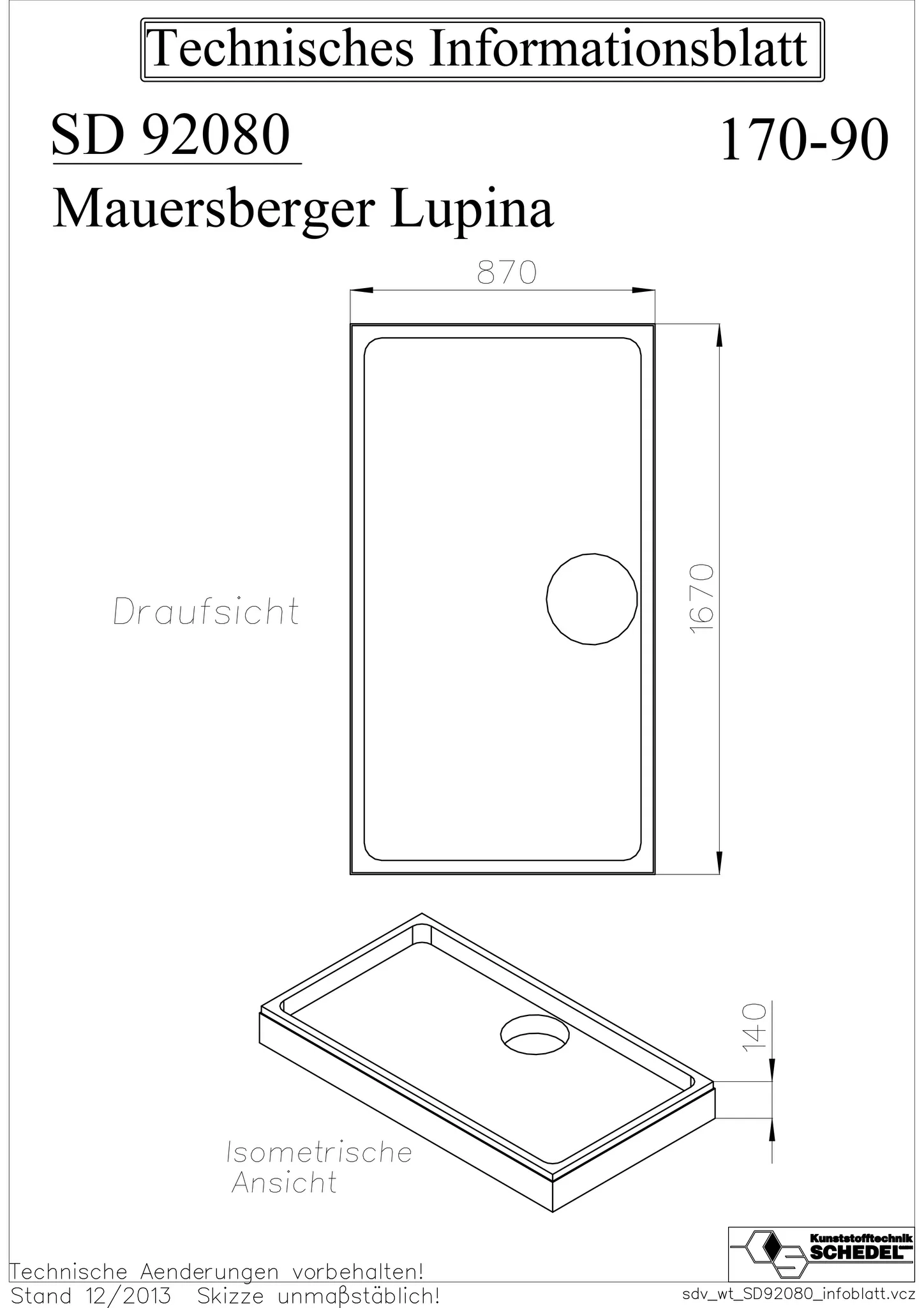 Mauersberger Styroporträger lupina 170⁄90 SF, 14cm