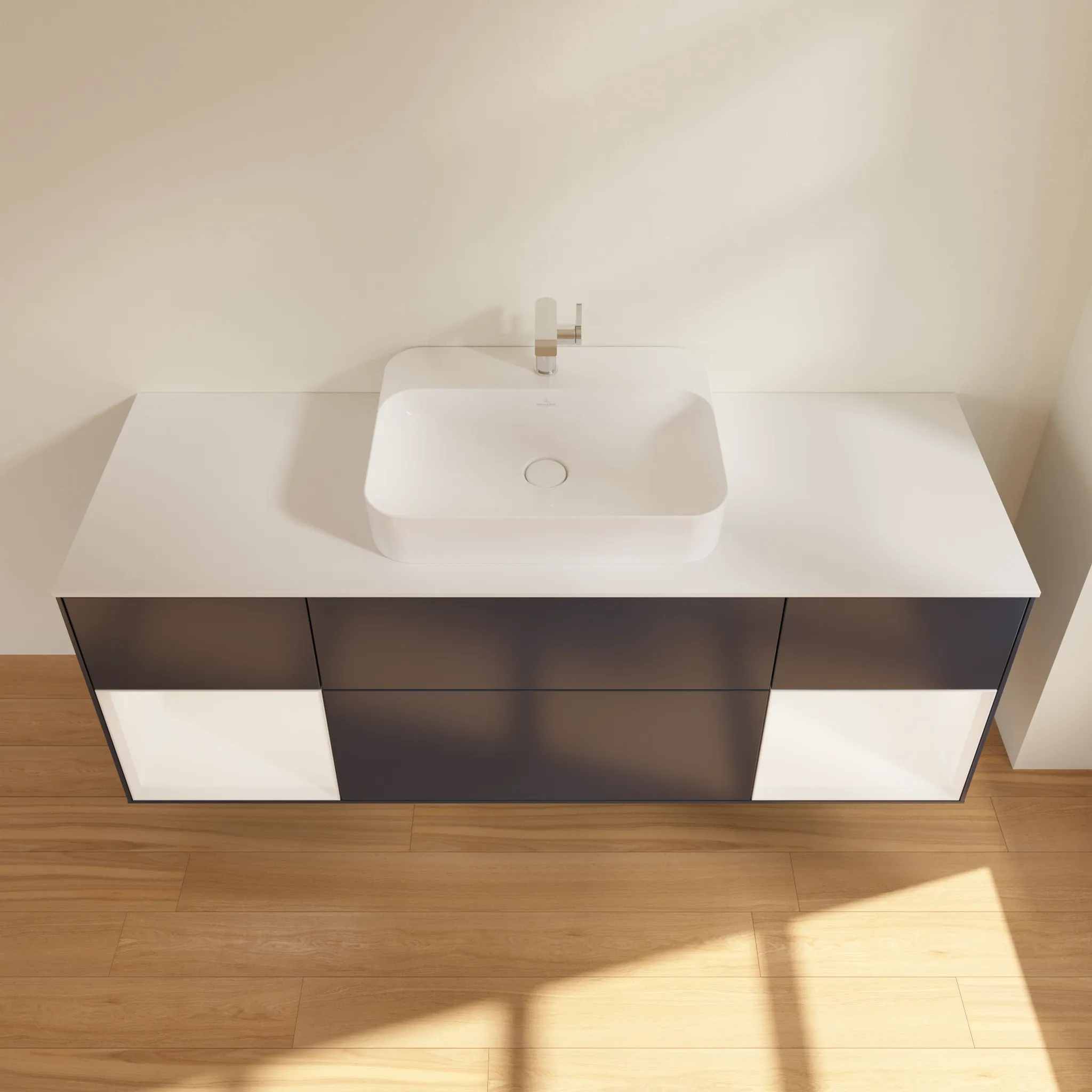 Villeroy & Boch Waschtischunterschrank „Finion“ für Schrankwaschtisch 1600 × 603 × 501 mm Midnight Blue Matt Lacquer, für Becken mittig