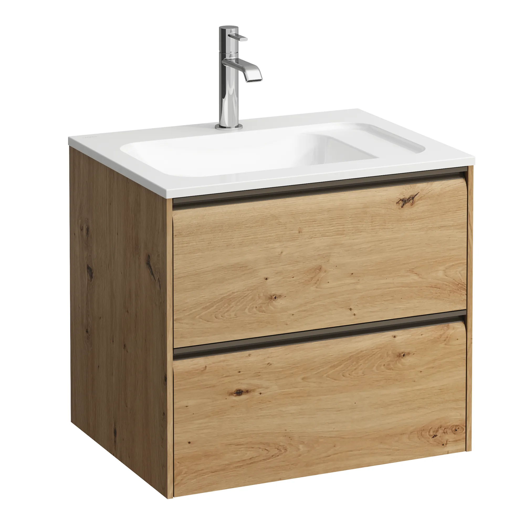 Waschtischunterbau, MEDA, 442x572x504, mit 2 Schubladen, 1 Ordnungssystem, integrierte Griffleiste, Vollauszug und Soft-Close, für Möbelwaschtisch