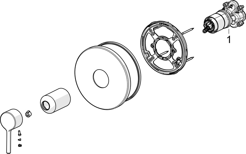 EHM Fertigset für Brause-Batterie VANTIS 8261 Rosette rund Chrom Pinhebel