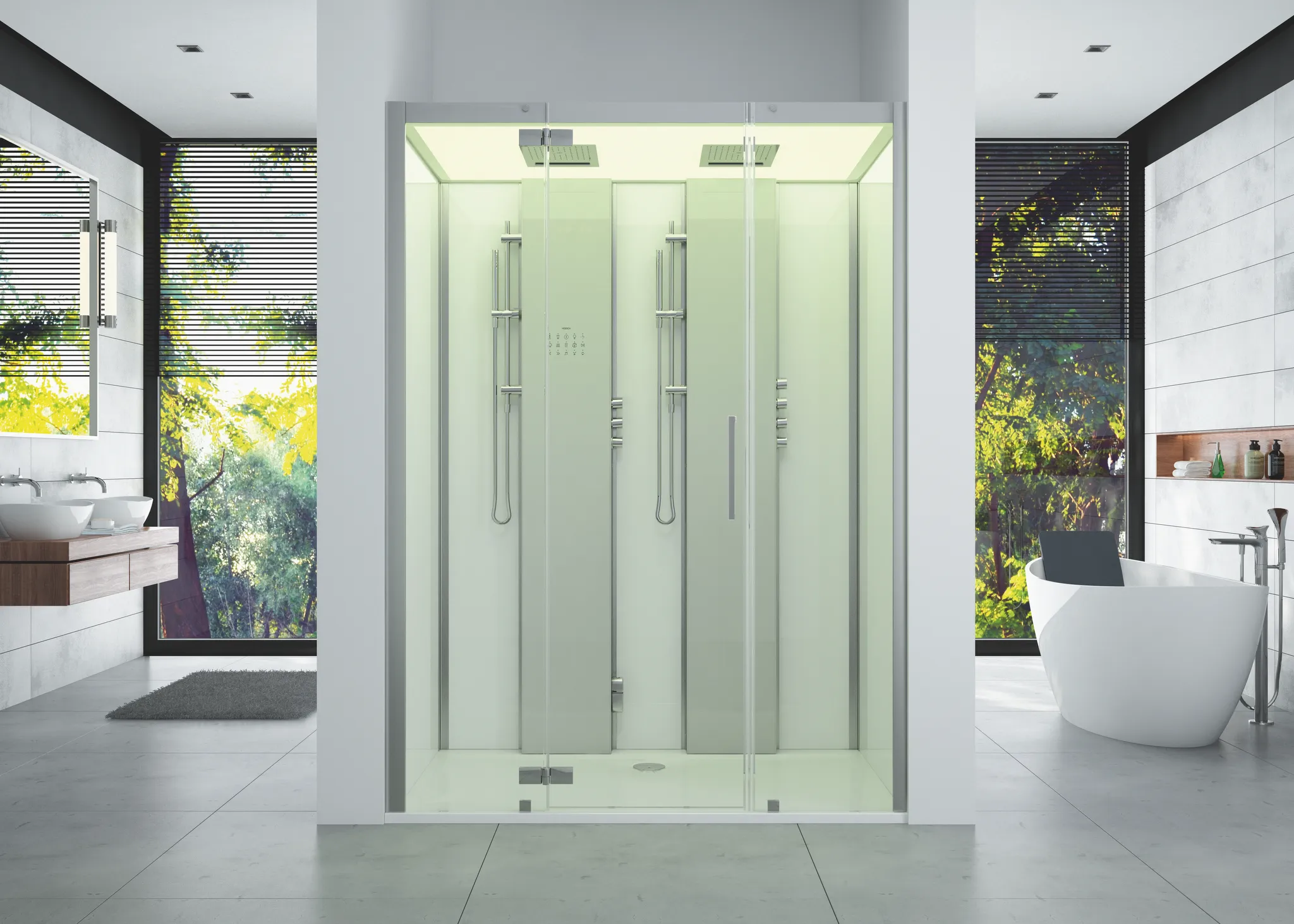 Dampfkabine SensePerience Rechteck 1800x1000 rechts Duschwanne Solique Weiß ohne Antirutsch, Wände Schwarz Dampfkabine SensePerience Rechteck 1800x1000 rechts Duschwanne Solique Weiß ohne Antirutsch, Wände Schwarz