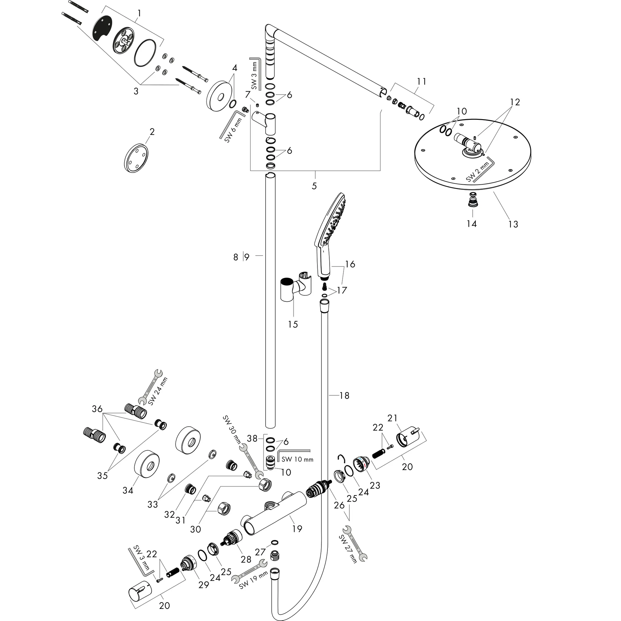 Hansgrohe Raindance S Showerpipe 300 1jet mit Thermostat, Chrom Hansgrohe Raindance S Showerpipe 300 1jet mit Thermostat, Chrom