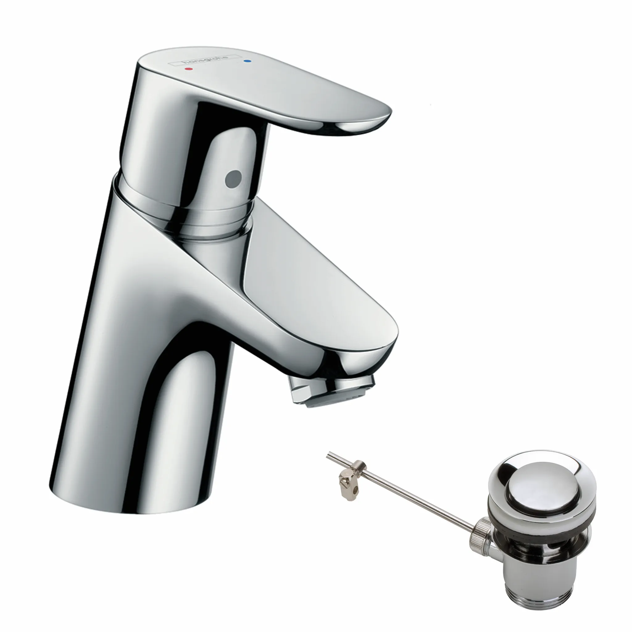 Hansgrohe Focus Einhebel-Waschtischmischer 70 mit Zugstangen-Ablaufgarnitur, Chrom Hansgrohe Focus Einhebel-Waschtischmischer 70 mit Zugstangen-Ablaufgarnitur, Chrom