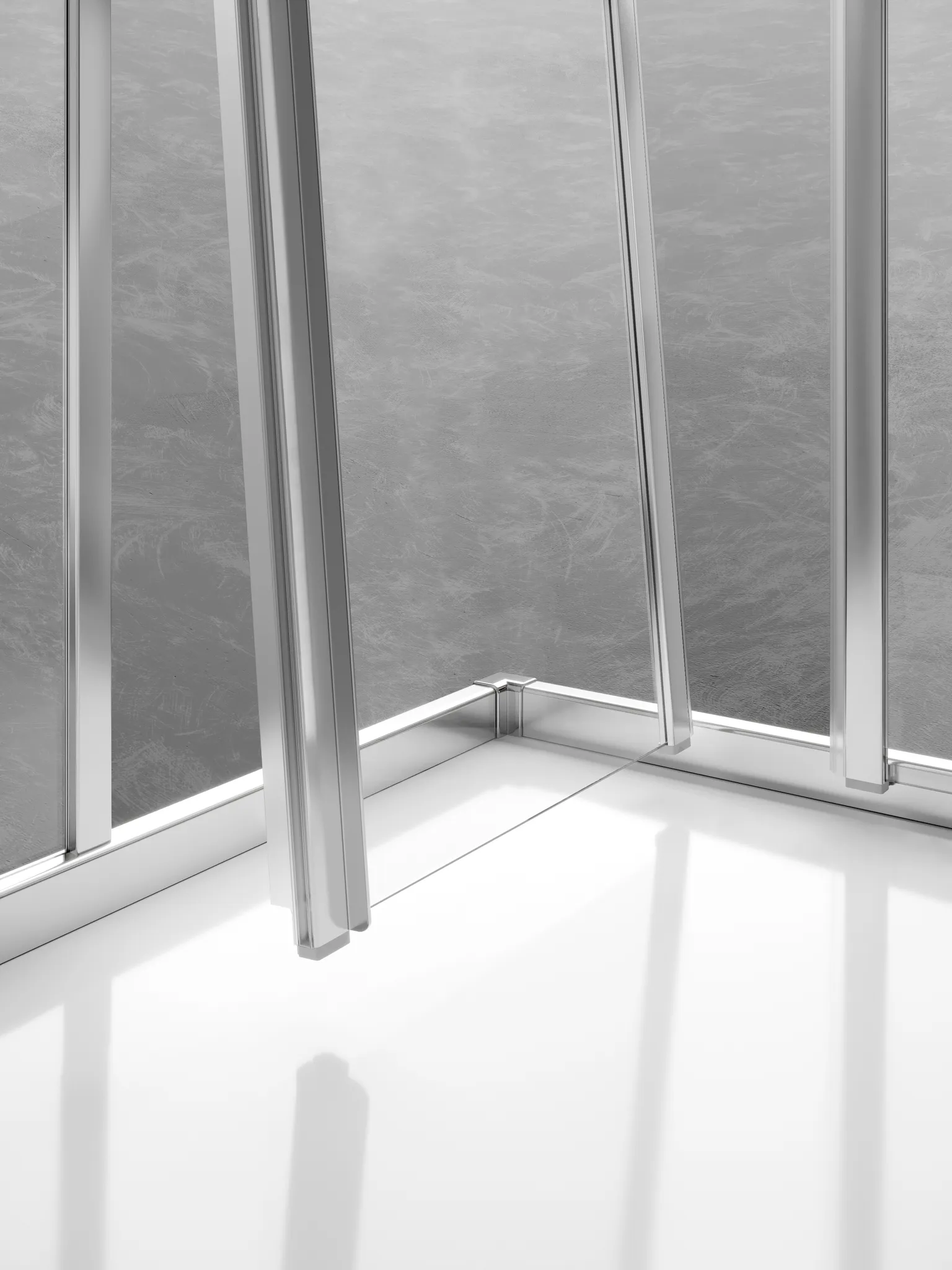 Kermi Duschtür Gleittür 2-teilig mit Festfeld links für Nische und Ecke „LIGA“ 185 cm Glas Klar, Profile Silber Hochglanz, Schiebetür zweiteilig