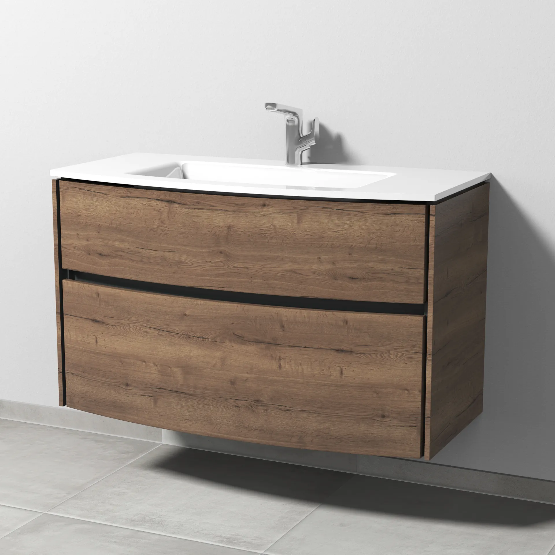 Sanipa Waschtischunterschrank „Twiga“ 1015 × 605 × 459 mm in Eiche Tabak, ohne Beleuchtung