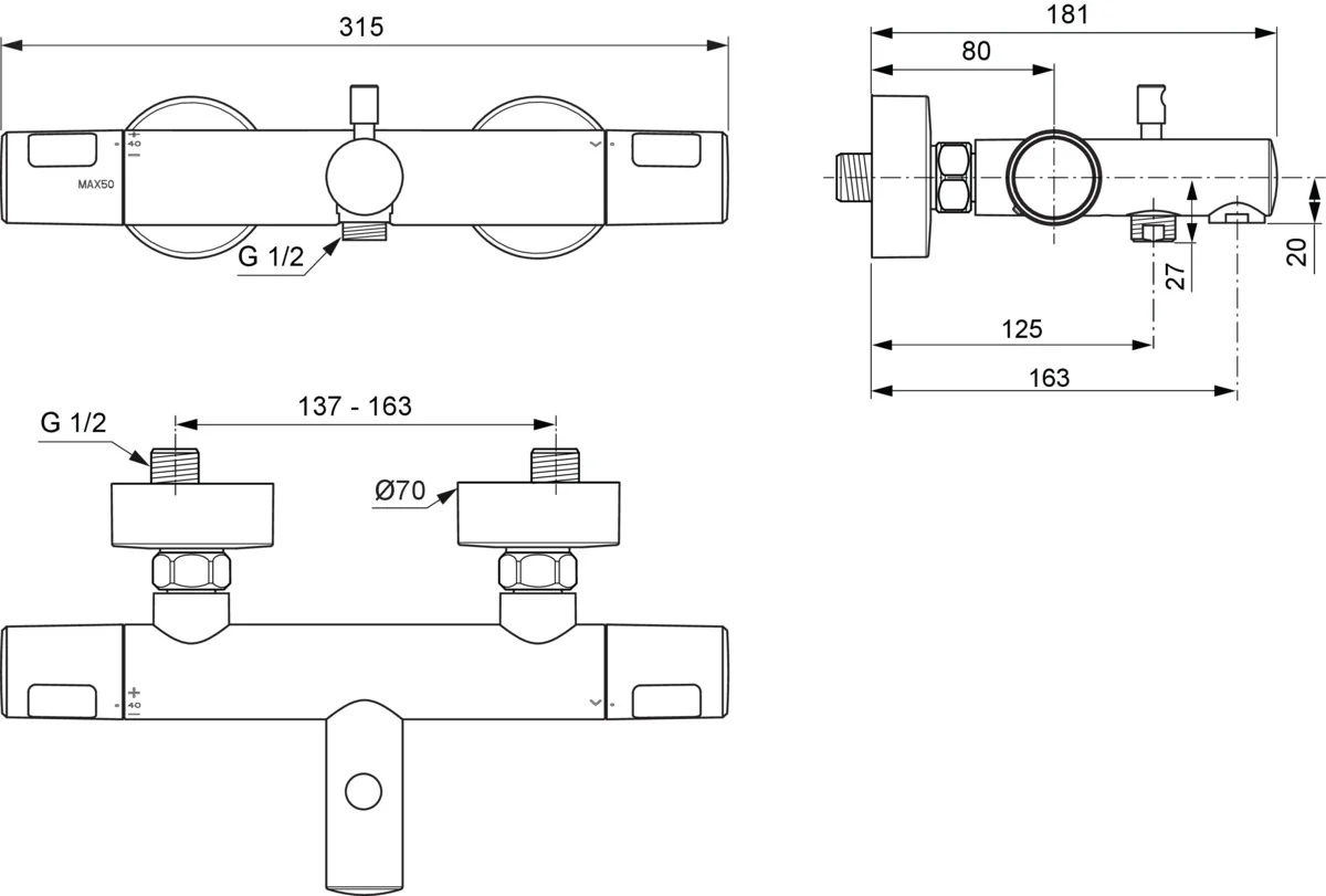 Ideal Standard Ceratherm T25 Badarmatur Chrom Ideal Standard Ceratherm T25 Badarmatur Chrom