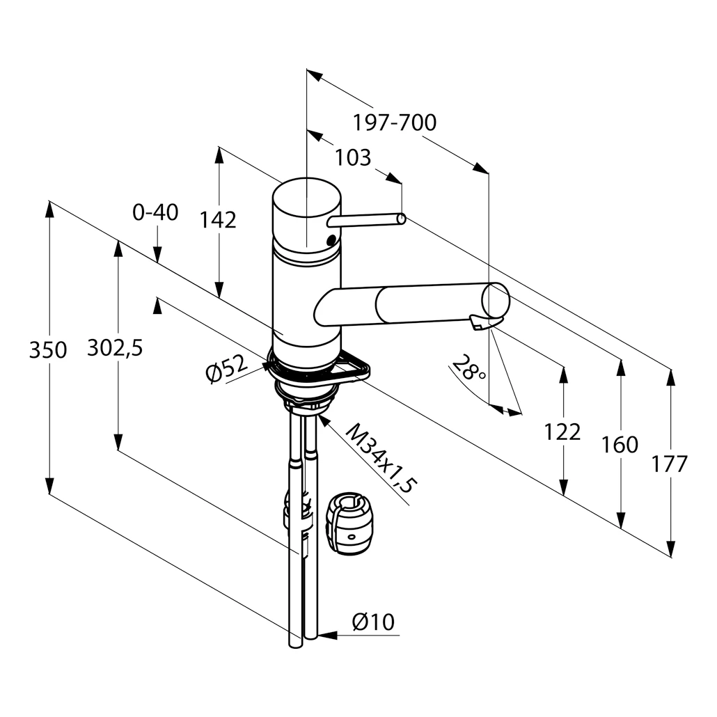 SCOPE Spültisch-Einhebelmischer DN 15 Herausziehbarer Auslauf in Farbe chrom 339310575 - B-Ware