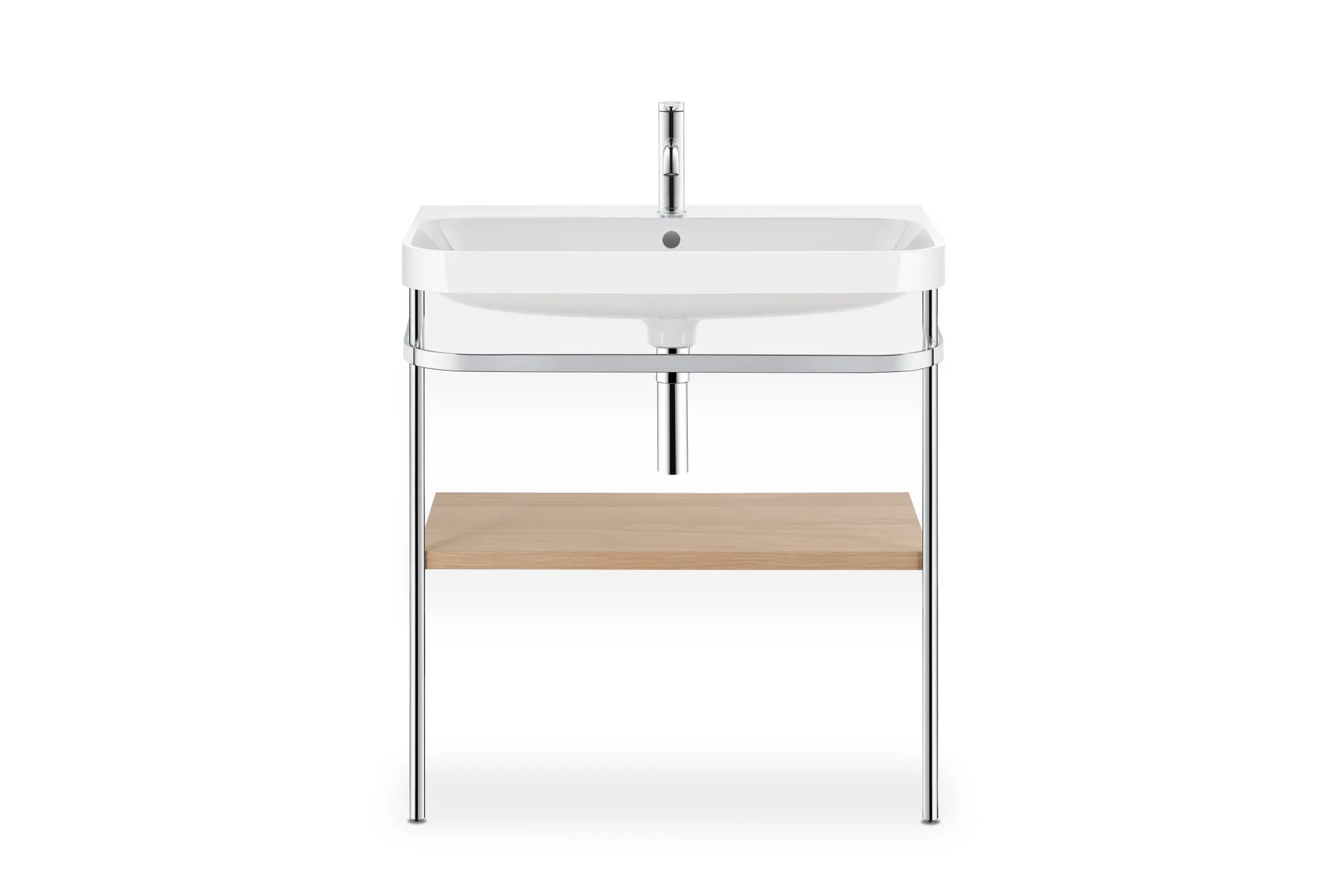 Duravit Waschtischunterschrank c-shaped Set mit Metallkonsole „Happy D.2 Plus“ 77,5 × 85 × 49 cm in Mediterrane Eiche