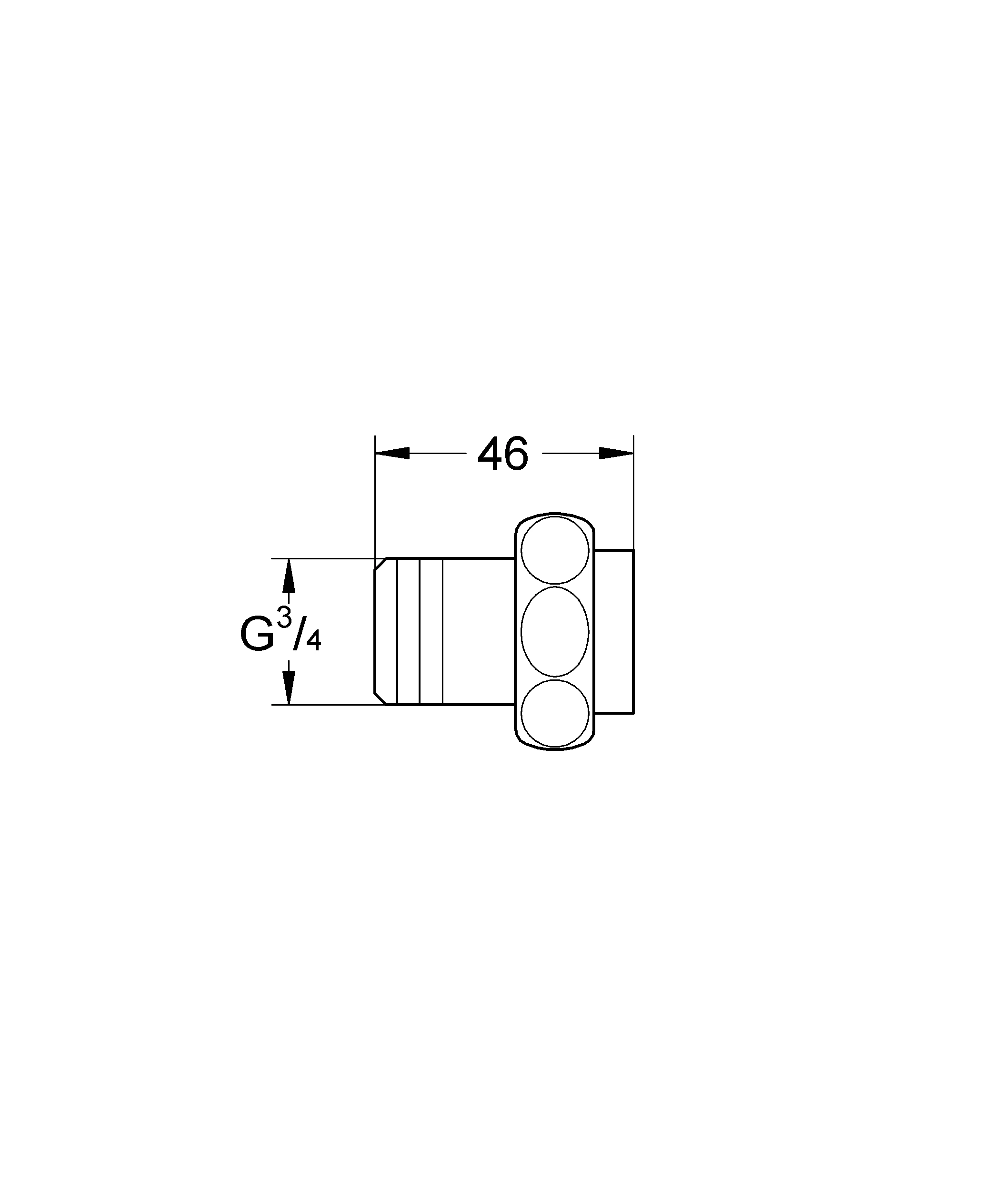 Eingangsverschraubung 37133, DN 20, für Eckmontage