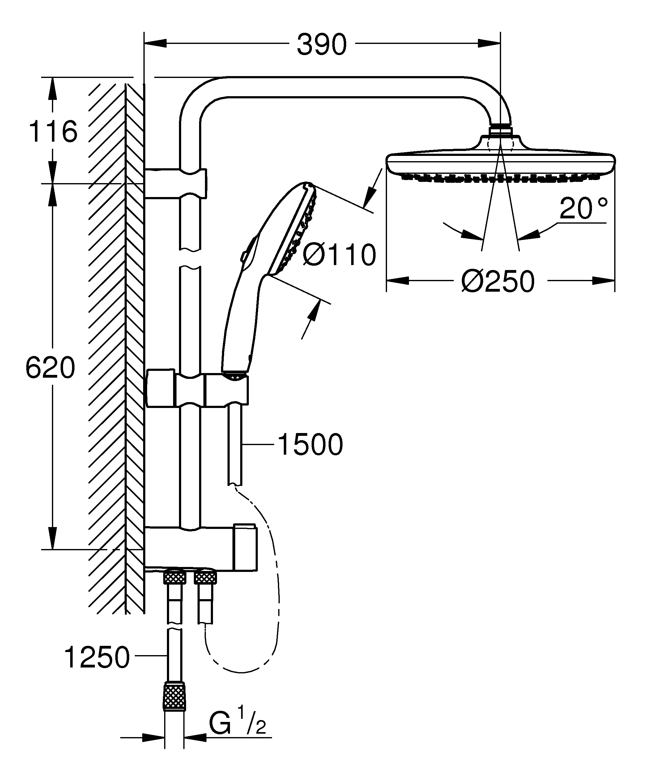 Grohe Duschsystem „Tempesta system 250“