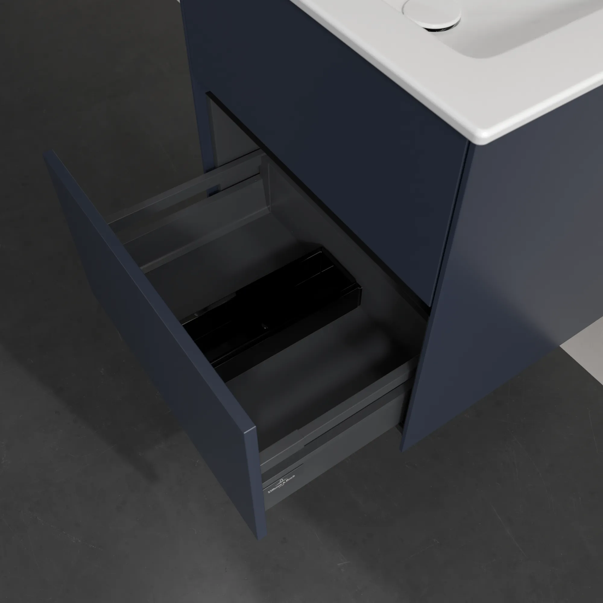 Villeroy & Boch Waschtischunterschrank „Collaro“ 561 × 610 × 480 mm Marine Blue, ohne Beleuchtung, für Becken mittig Villeroy & Boch Waschtischunterschrank „Collaro“ 561 × 610 × 480 mm Marine Blue, ohne Beleuchtung, für Becken mittig